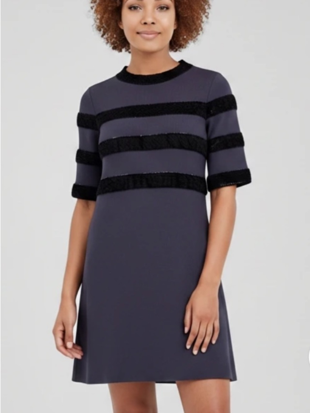 Sugarlips Navy Dress with Black Stripe Trim